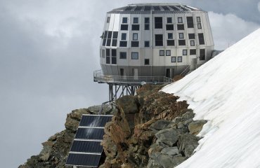 The new Goûter Hut by Coronium is licensed under CC BY-SA 3.0